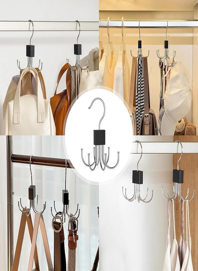 ANZAILALA 2pcs Belt Organiser for Wardrobe, 360 Degree Rotatable Multipurpose Hanger Organizer with 6 Hooks, Stainless Steel Wardrobe Organiser for Belt, Tank Top, Tie, Scarf, Hat and Purse - Image 5